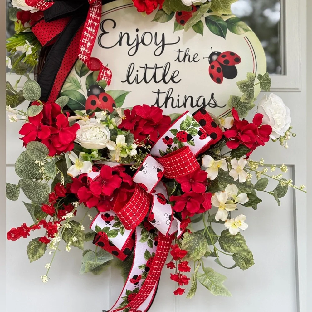 Enjoy The Little Things Ladybug Wreath